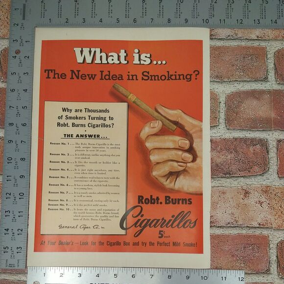 Robt Burns Cigarillos What is New Idea in Smoking? 10x14 1950 Retro Vtg PRINT AD - Picture 3 of 10